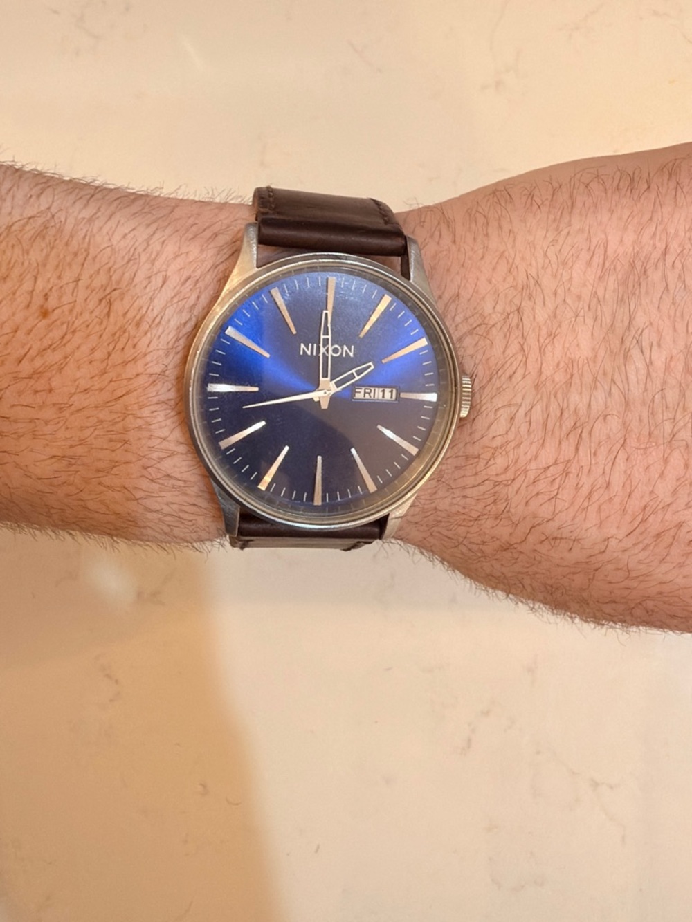 Nixon The Sentry Brown Leather Strap Men’s Watch